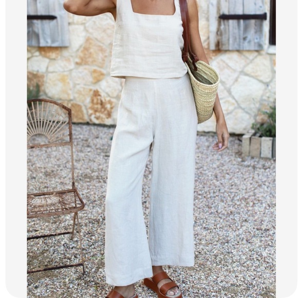 J.Crew Factory White Linen Kelsey Pants - Picture 1 of 9